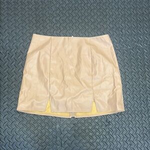 Cream/Tan Faux Leather Mini Skirt